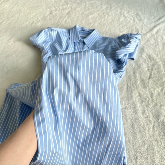 Another Tomorrow Cotton Stripped Blue White Belted Shirt Dress IT 40 US S (4) - Picture 7 of 14